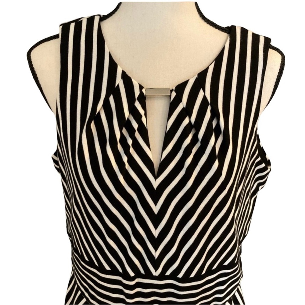 White House Black Market EUC Zebra Stripe Sleeveless Dress Size 10